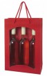Traget�te Welle Rot mit Fenster f�r 3 Flaschen, VE:10 St�ck