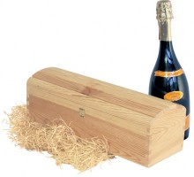 Holzkiste Truhe  f�r 1 Flasche mit Scharnier - VE: 5