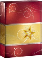 Weinverpackung Sternenzauber Rot Metallic f�r 3 Flaschen, 25 St�ck