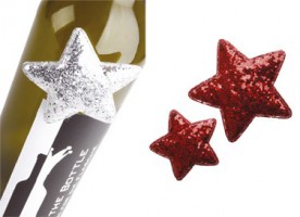Flaschendeko Stern Glamour rot in 2 Gr��en sortiert