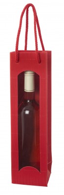 visuals Traget&uuml;te Flaschentaschen Welle Rot mit Fenster f&uuml;r 1 Flasche, VE: 20 St&uuml;ck